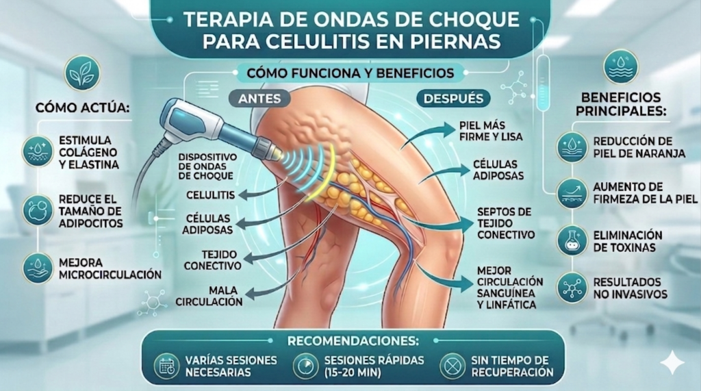 ondas de choque celulitis pierna